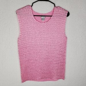 VINTAGE NICOLA WOMAN Baby Pink Crinkle Sleeveless Tank 1X